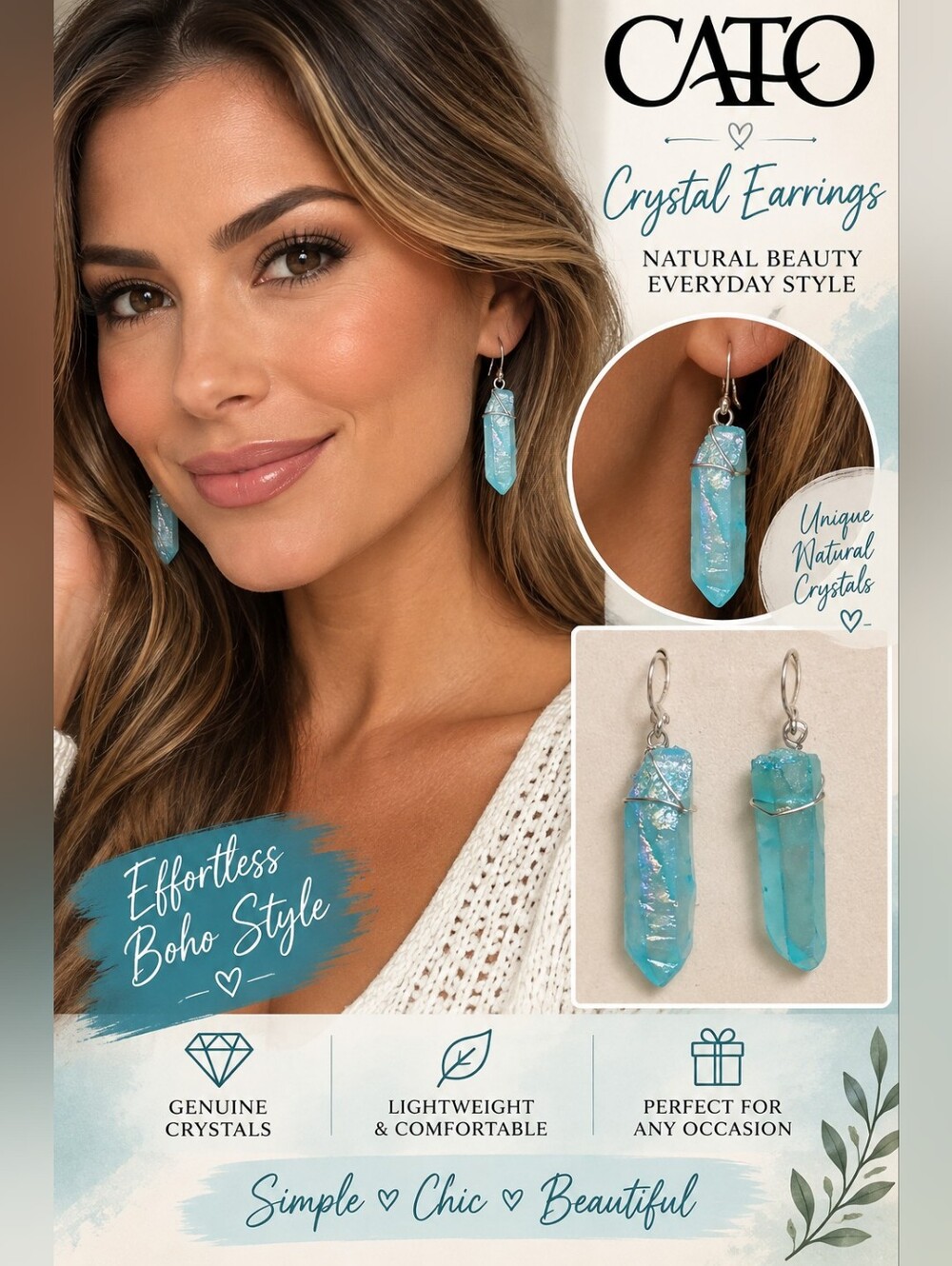 Cato Turquoise Crystal Drop Earrings